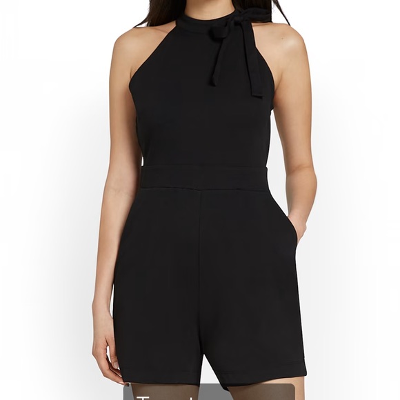 NEW‼️NEW YORK & COMPANY ROMPER‼️SHORTS‼️OPEN BACK TIE NECK - Picture 3 of 8